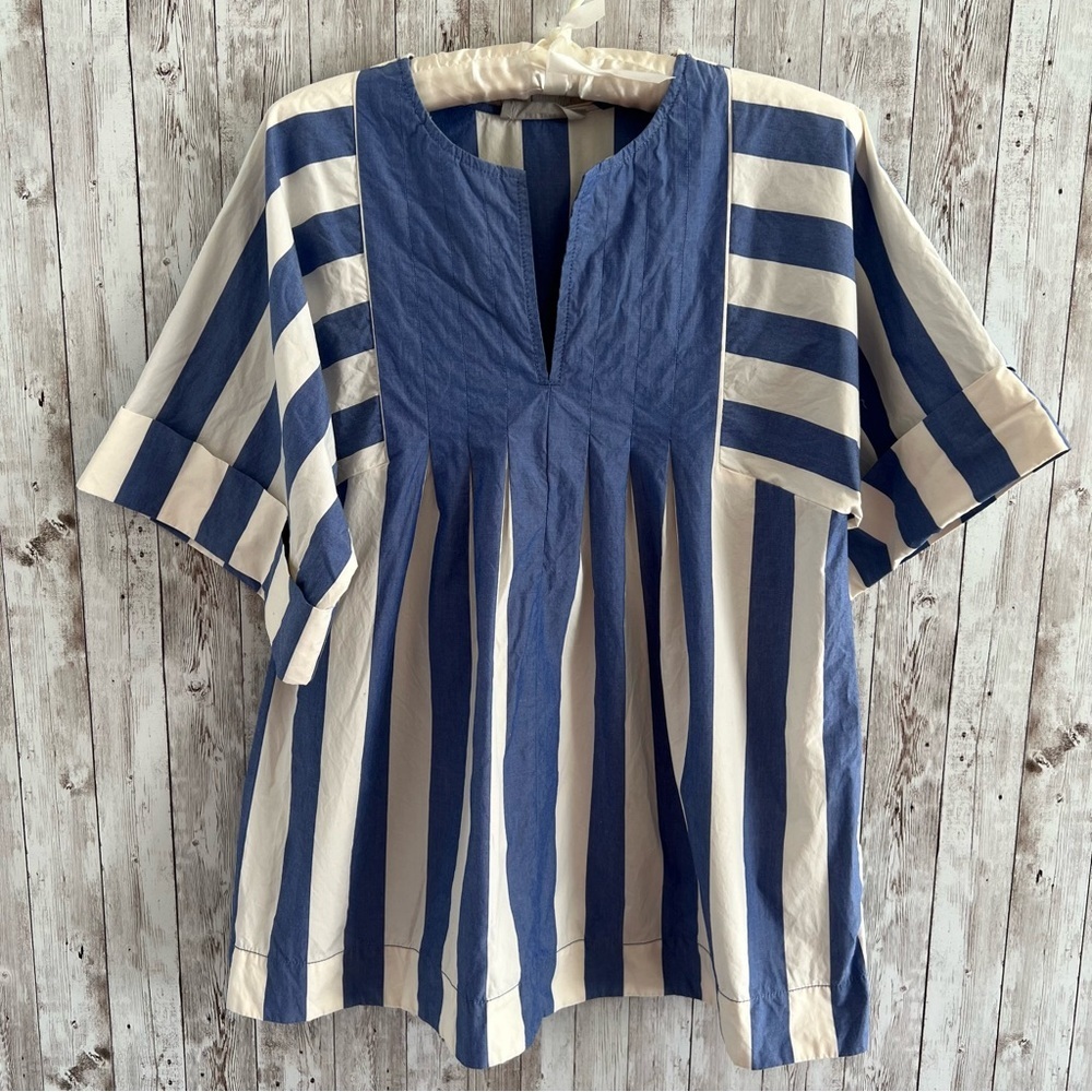 Everlane Poplin Oversized Striped Blouse Tunic Grandma Cottagecore Preppy XS